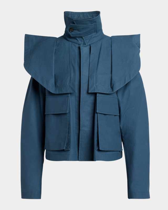 Oversized Collar Cropped Trench Jacket